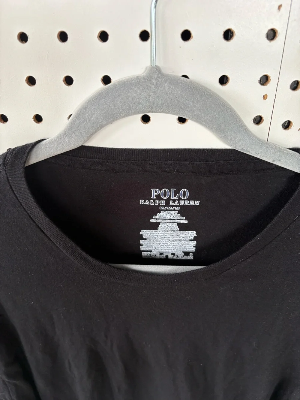 Polo by Ralph Lauren Men’s Black Short-Sleeve Crewneck Tee with Red Pony M